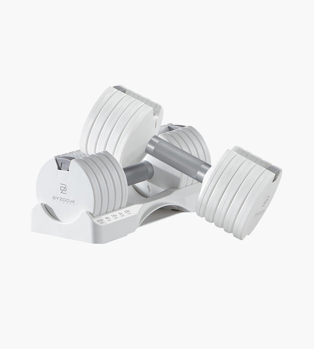 Pure Series 12.5LB Adjustable Dumbbell + Stand Bundle Set, White