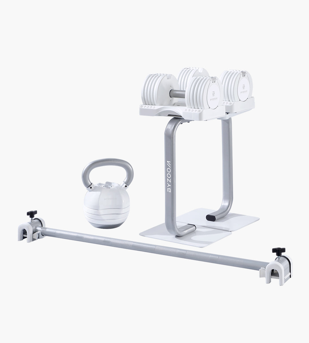 Pure Series 25LB Adjustable Dumbbell Full Bundle Set, White