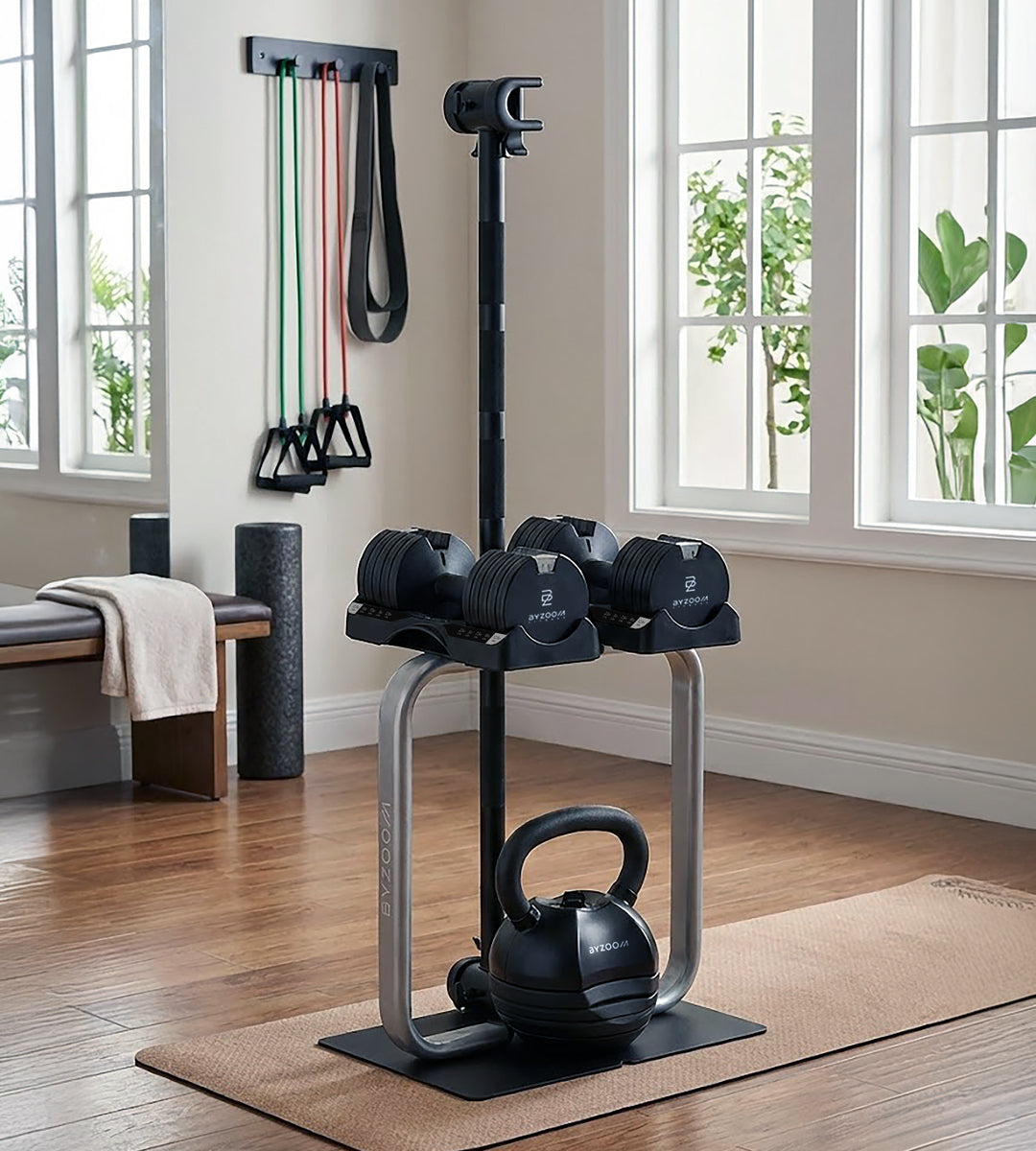Pure Series 12.5LB Adjustable Dumbbell + Stand Bundle Set, Black