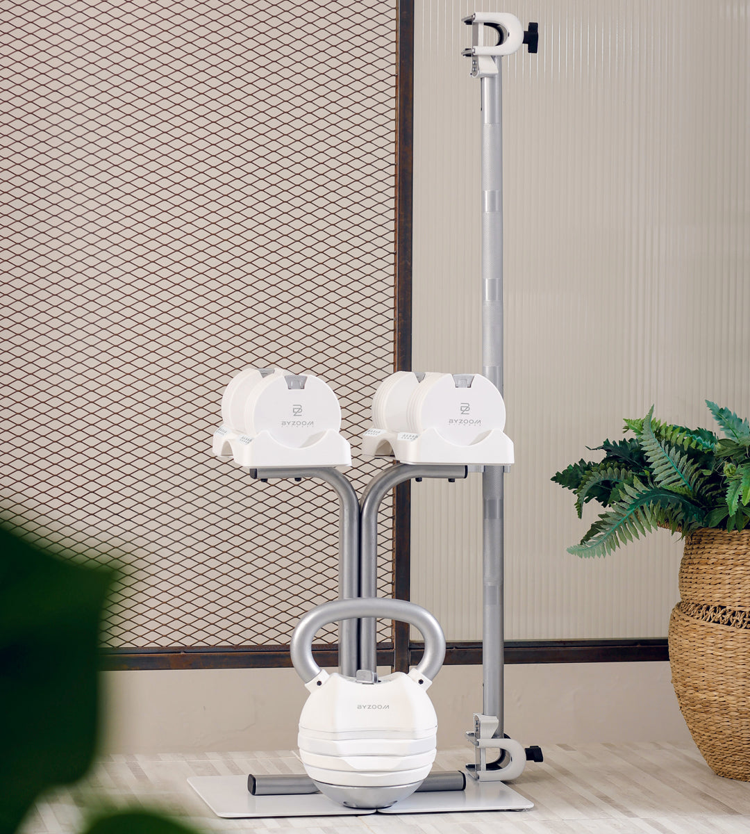 Pure Series 12.5LB Adjustable Dumbbell + Stand Bundle Set, White