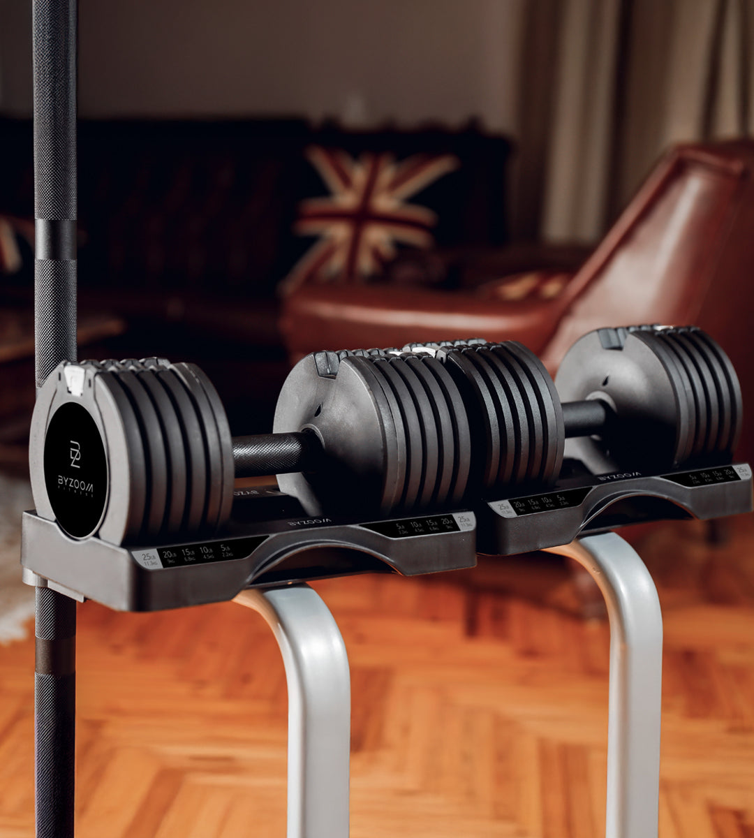 Pure Series 25LB Adjustable Dumbbell + Stand Bundle Set, Black