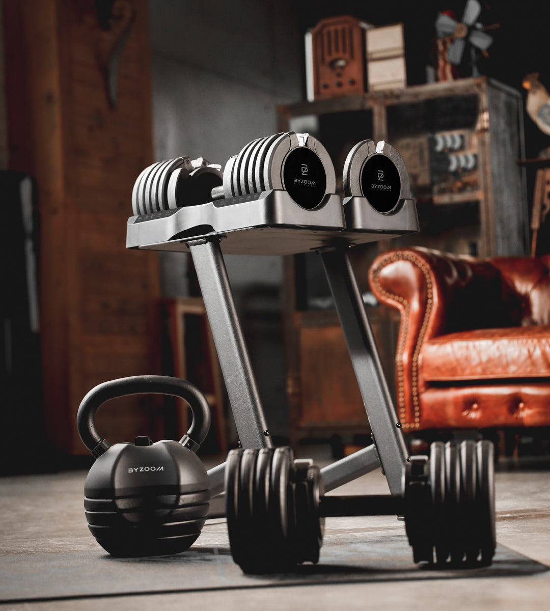 Pure Series 55LB Adjustable Dumbbell + Stand Bundle Set, Black