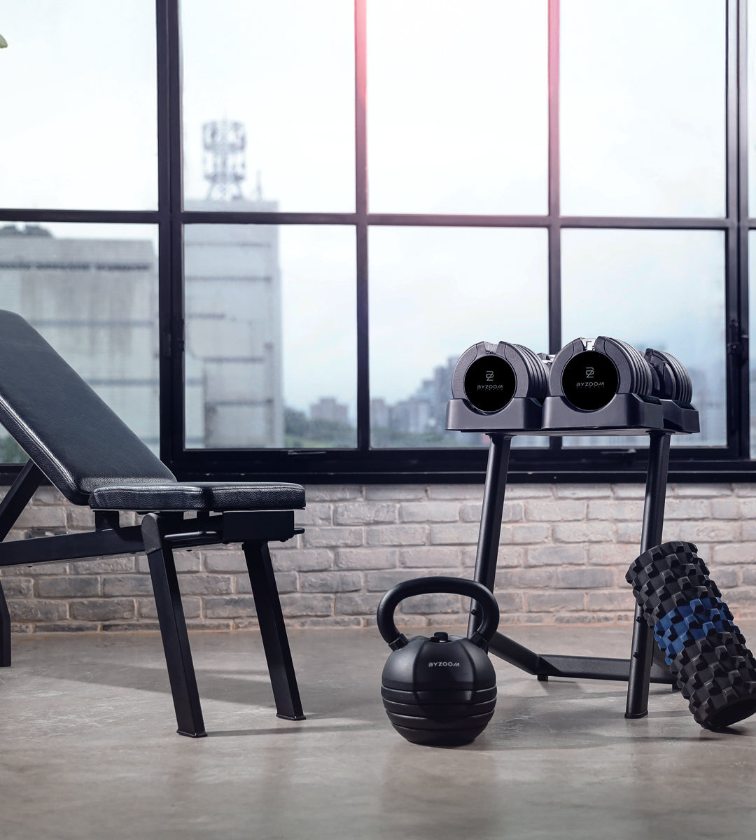 Pure Series 55LB Adjustable Dumbbell + Stand Bundle Set, Black