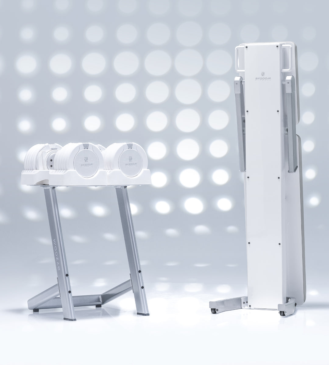 Pure Series 55LB Adjustable Dumbbell + Stand Bundle Set, White